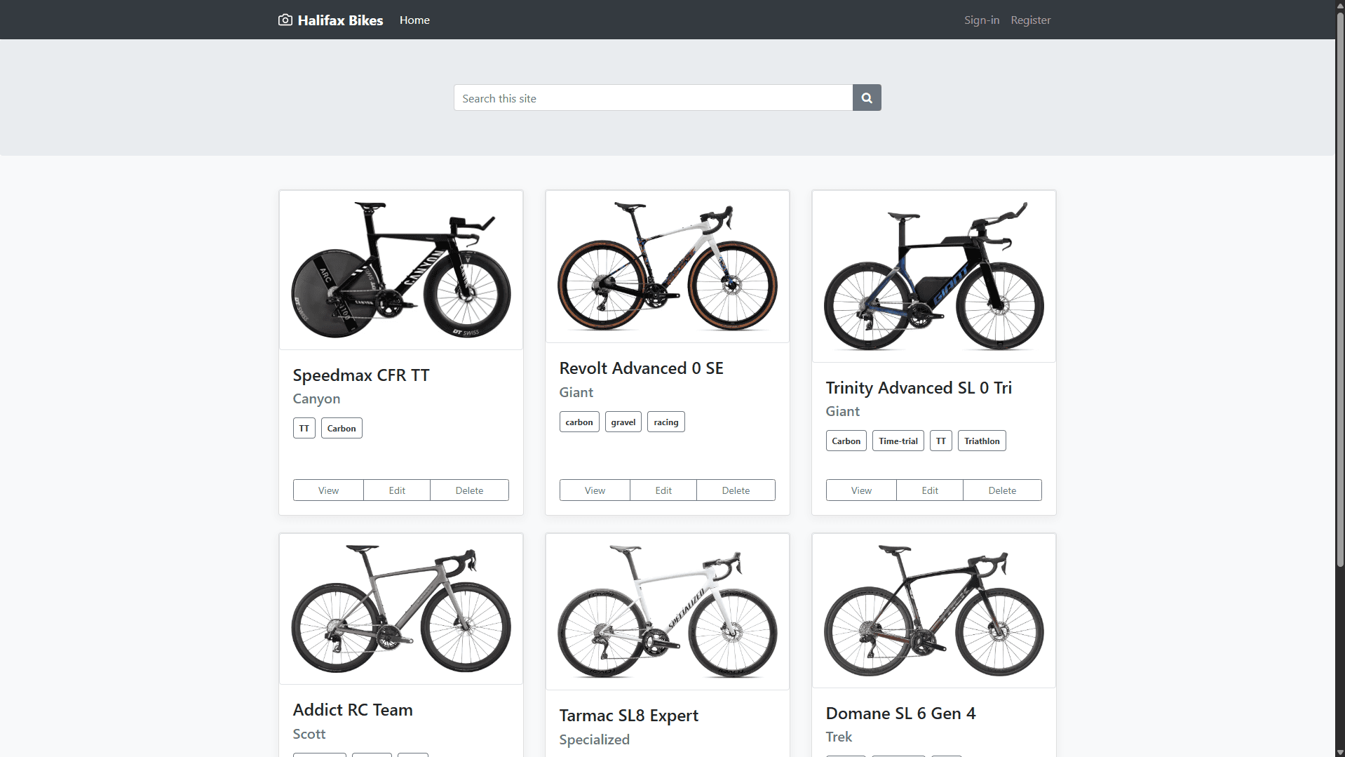 Preview of project Bikes List MERN