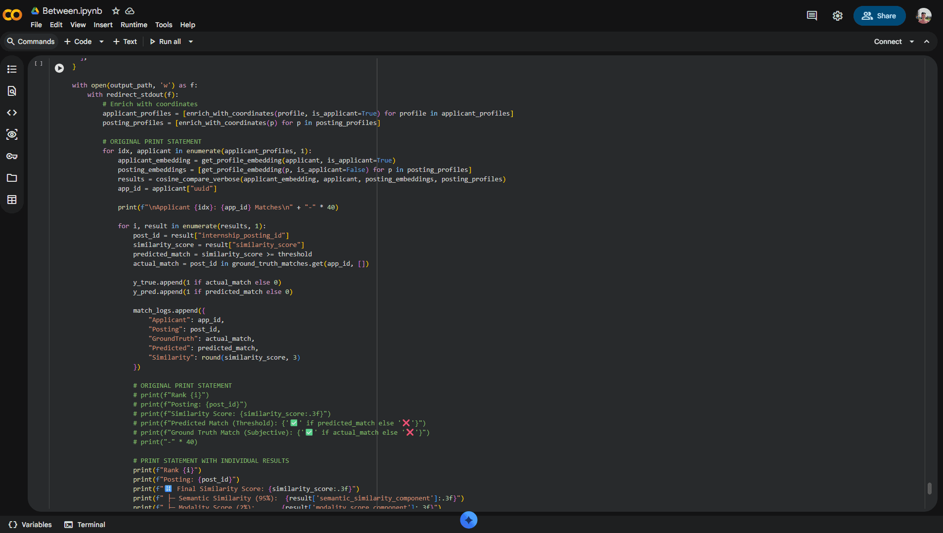 Image of Matching Model Analysis
