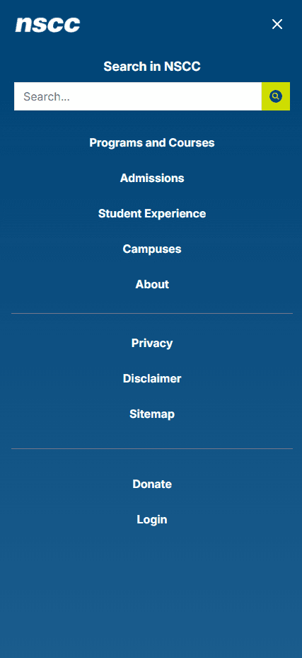 Image of NSCC Homepage Web Design